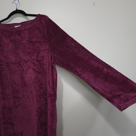 J. JILL PUREJILL Burgundy Crushed Velvet Fall Knee Length Shift Dress Size XL - Picture 4 of 10